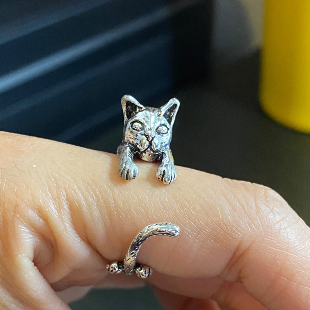 Silver Cat Open Ring,Silver Adjustable Ring,Silve… - image 4